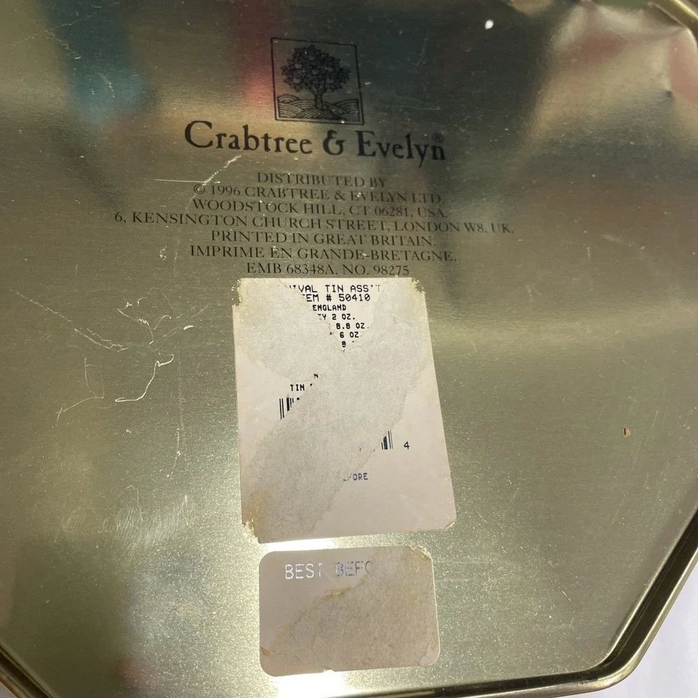 Vintage‎ 1996 Crabtree & Evelyn Octagon Collectible Holiday Tin 10